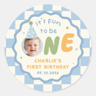It's Fun To Be One Colourful Birthday Party Sticke Classic Round Sticker