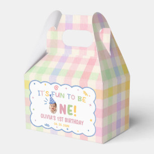 It's Fun to be One Gingham Birthday Favour Box