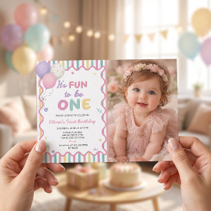 It's Fun To Be One Girl 1st Birthday Invitation