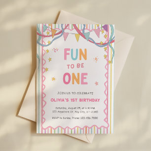 It's Fun To Be One Girl First Birthday Invitation