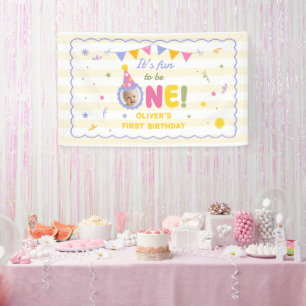 Its Fun To Be One Photo Boy 1st Birthday  Banner