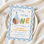 Its Fun To Be One Photo Boy 1st Birthday Invitation<br><div class="desc">Its Fun To Be One Photo Boy 1st Birthday Invitation</div>