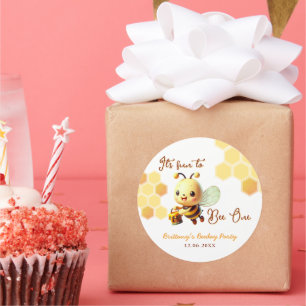 It's Fun to Bee One Honey Bee Birthday  Classic Round Sticker