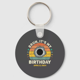 Its Funny Bruh Birthday Vintage Solar Eclipse Key Ring