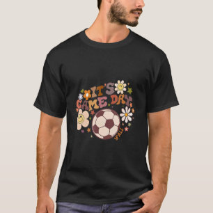 It's Game Day Retro Groovy Floral Soccer Happy Fie T-Shirt
