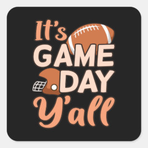It's Game Day Y'all Football Player Coach Square Sticker