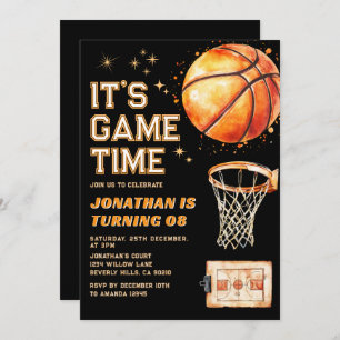 It's Game Time ANY AGE Basketball Birthday Sports Invitation