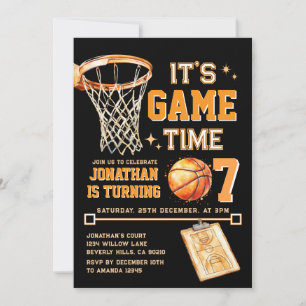 It's Game Time ANY AGE Basketball Birthday Sports Invitation