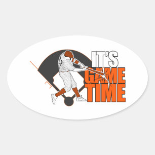 It's Game Time - Baseball (Orange) Oval Sticker