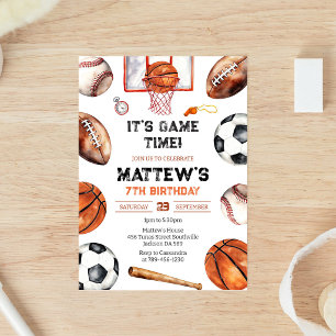 It's Game Time Basketball Sport Boy Birthday  Invitation
