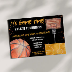 It's Game Time! Basketball Themed Birthday Party Invitation