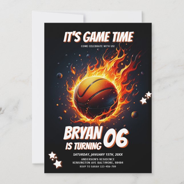 It's Game Time Boys Basketball Sports Birthday Invitation (Front)