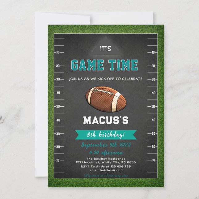 It's GAME TIME Football Birthday Party Invitation (Front)