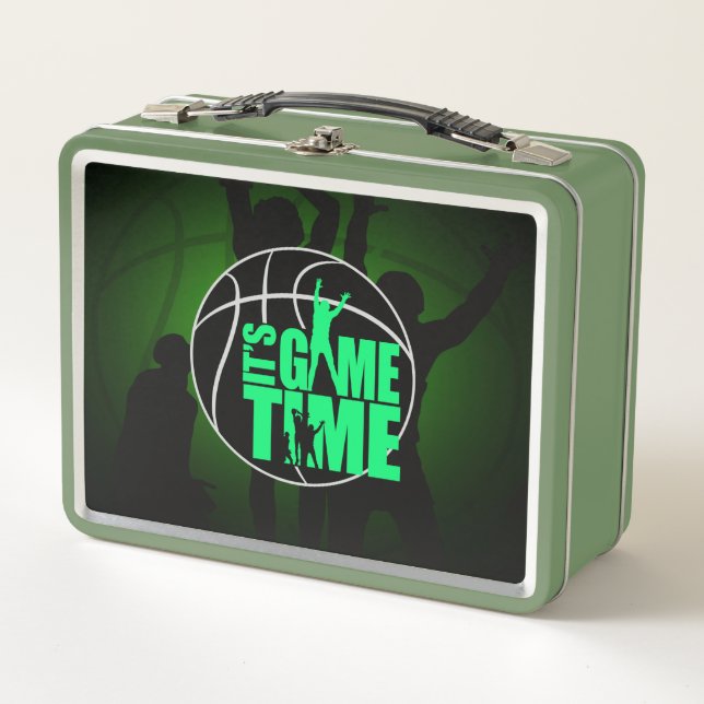 It's Game Time - Green  Metal Lunch Box (Front)