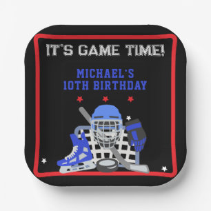 IT'S GAME TIME HOCKEY BIRTHDAY  PAPER PLATE