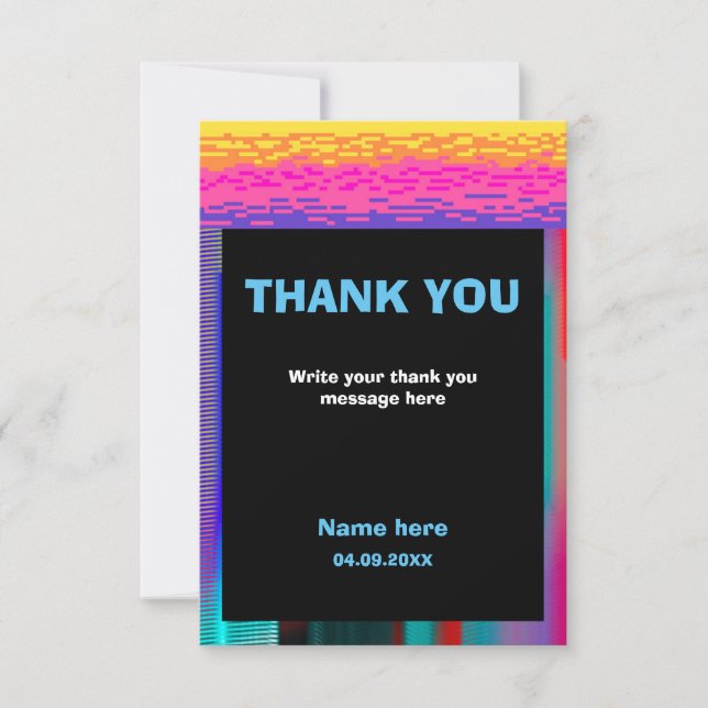 Its Game Time Kids Pixelated Gaming Birthday  Thank You Card (Front)