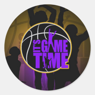 It's Game Time - Purple & Gold   Classic Round Sticker