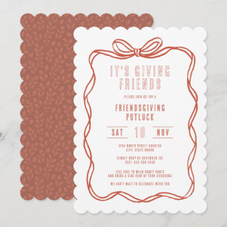 It's Giving Friends Friendsgiving Coquette Bow Invitation