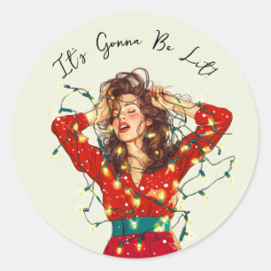 It's Gonna Be Lit! Christmas Lights Sticker! Classic Round Sticker