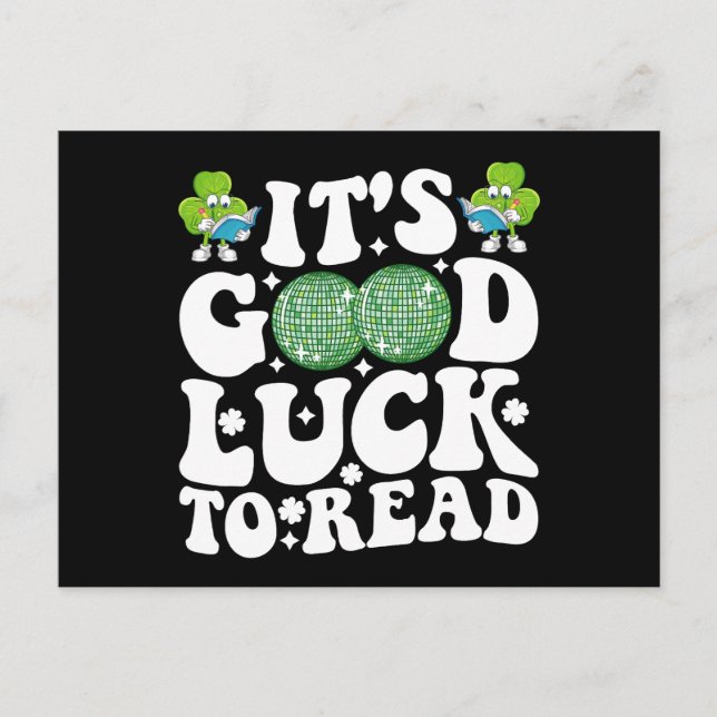 It's Good Luck To Read St Patricks Day Disco Ball Postcard (Front)