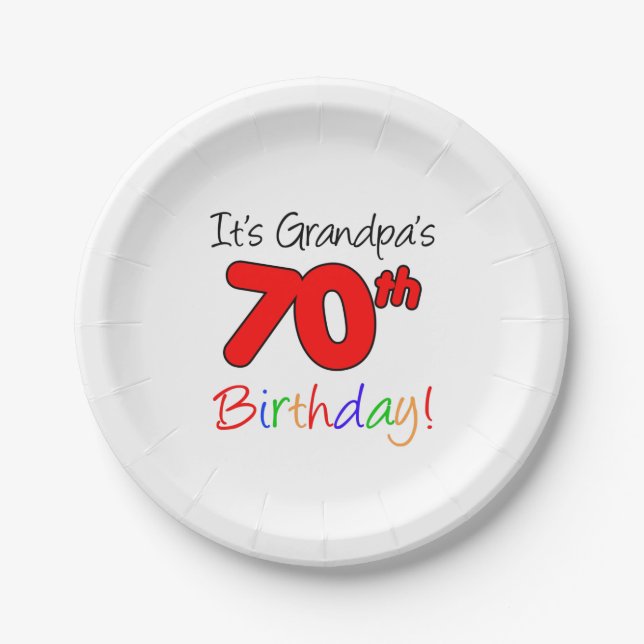 It's Grandpa's 70th Birthday Party Plates (Front)