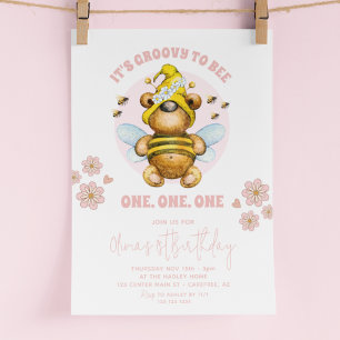 It's Groovy To Bee One 1st Birthday Invitation
