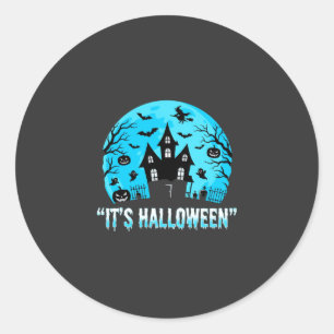 It's Halloween Haunted House Bat Design Classic Round Sticker