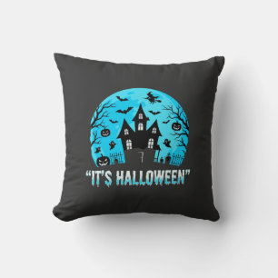It's Halloween Haunted House Bat Design Cushion