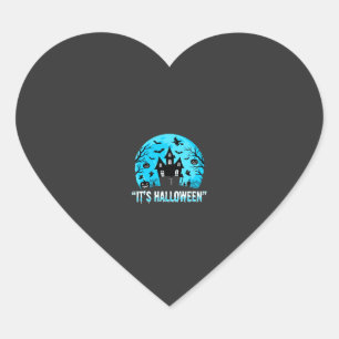 It's Halloween Haunted House Bat Design Heart Sticker