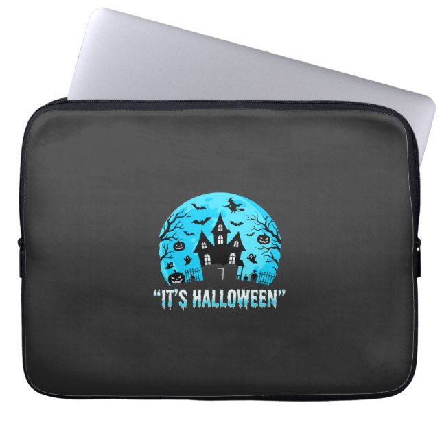 It's Halloween Haunted House Bat Design Laptop Sleeve (Front)