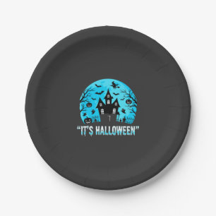 It's Halloween Haunted House Bat Design Paper Plate
