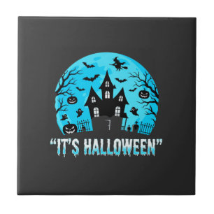 It's Halloween Haunted House Bat Design Tile