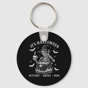 Its Halloween Witches Brews Boos Skeleton Cauldron Key Ring