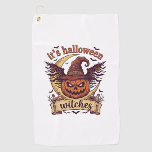 Its Halloween Witches Pumpkin Witch Hat Moon_1 Golf Towel