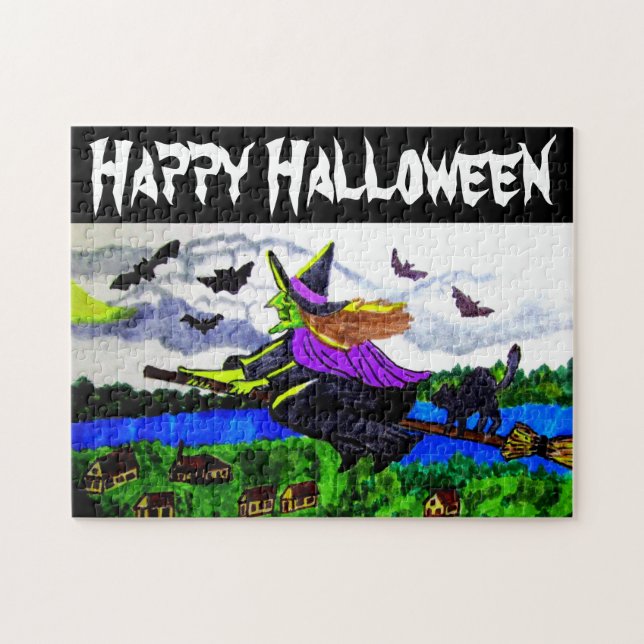 IT'S HALLOWEEN WITCHES TONIGHT WE RIDE    JIGSAW PUZZLE (Horizontal)