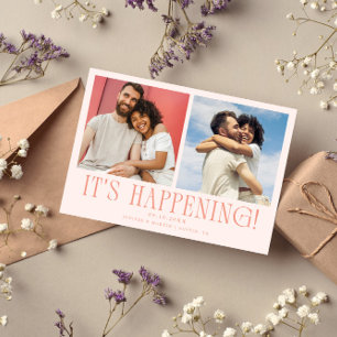 It's Happening 2-Photo Peach Wedding Save The Date