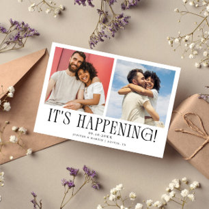 It's Happening 2-Photo White Wedding Save The Date