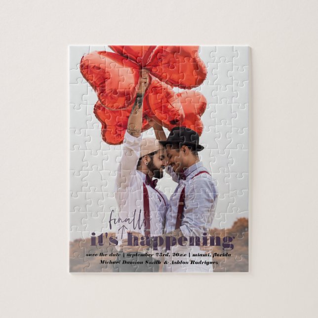 It's Happening | Fun Photo Save the Date Puzzle (Vertical)