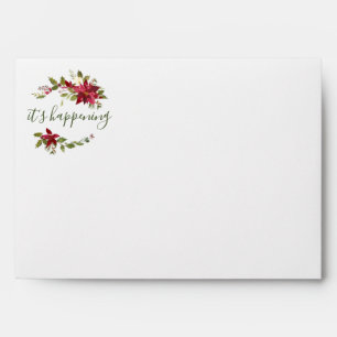 It's Happening Poinsettia Floral Christmas Wedding Envelope