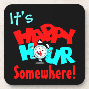 It's Happy Hour Clock Fun Bar Drink Tavern Coaster
