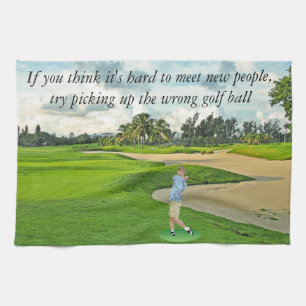 it's hard to meet new people tea towel