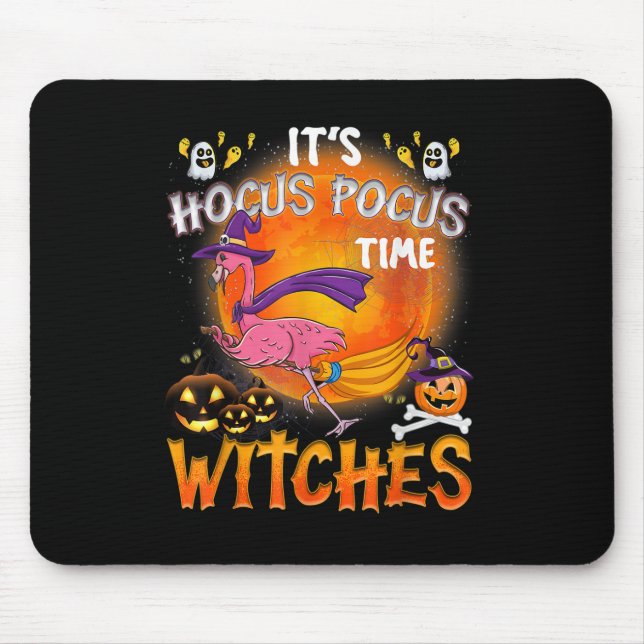 Its Hocus Pocus Time Witches Flamingo Mouse Mat (Front)