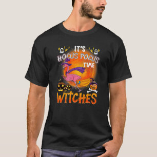 Its Hocus Pocus Time Witches Flamingo T-Shirt