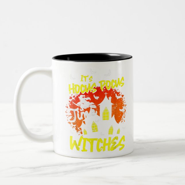 It's Hocus Pocus Time Witches Funny Halloween Cost Two-Tone Coffee Mug (Left)