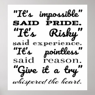 It's impossible said pride it's risky said experie poster