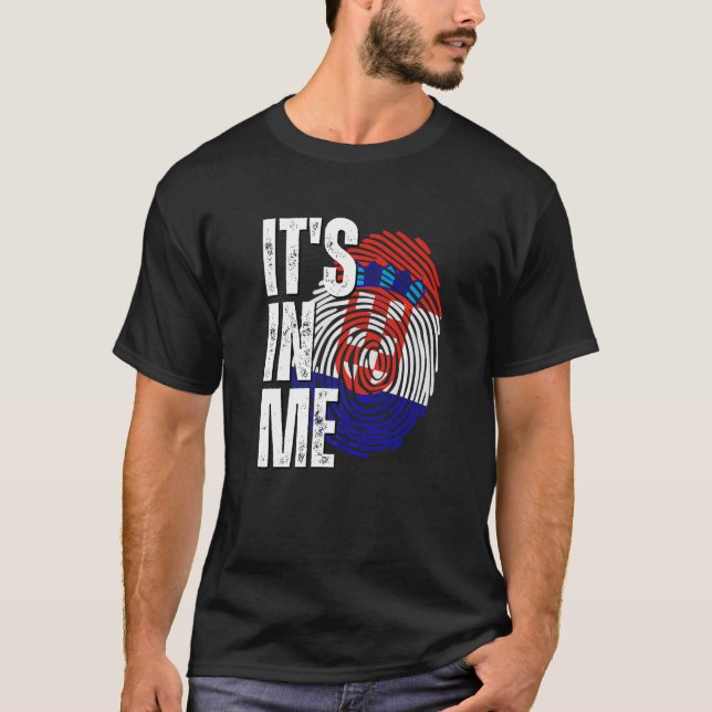 It's In Me Croatia Flag Fingerprint Croatian Herit T-Shirt (Front)