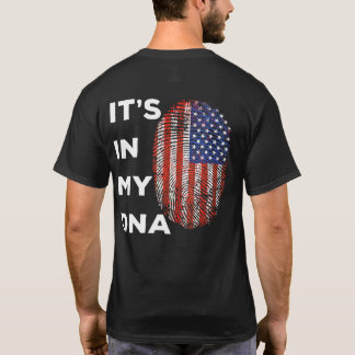 Its In My Dna 4th Of July Fingerprint Usa Flag T-Shirt