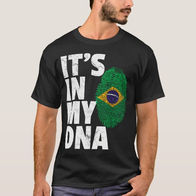 It's In My Dna Brazil Brazilian Flag Pride T-Shirt (Front)
