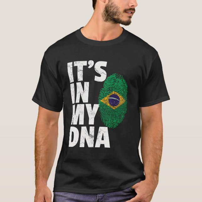 It'S In My Dna Brazilian Brazil Flag Pride Roots T-Shirt (Front)