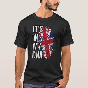 Its In My Dna British Flag United Kingdom Fingerpr T-Shirt